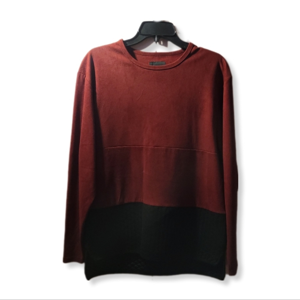 Decibel wine and black suede top